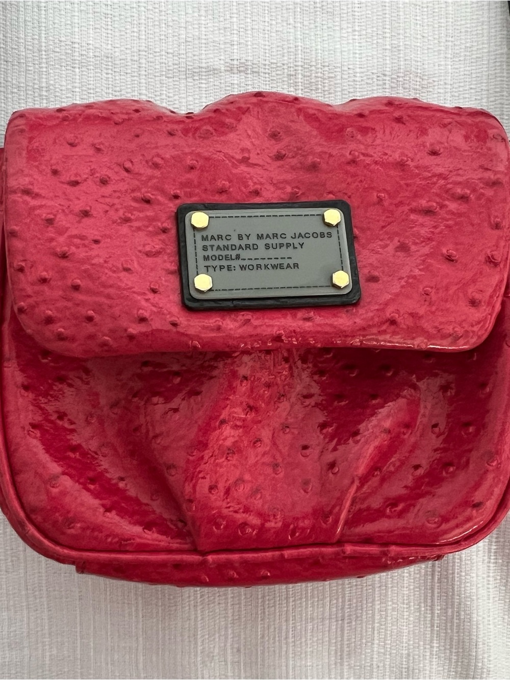 Marc by Marc Jacobs Red Pebbled Crossbody with Logo Plaque